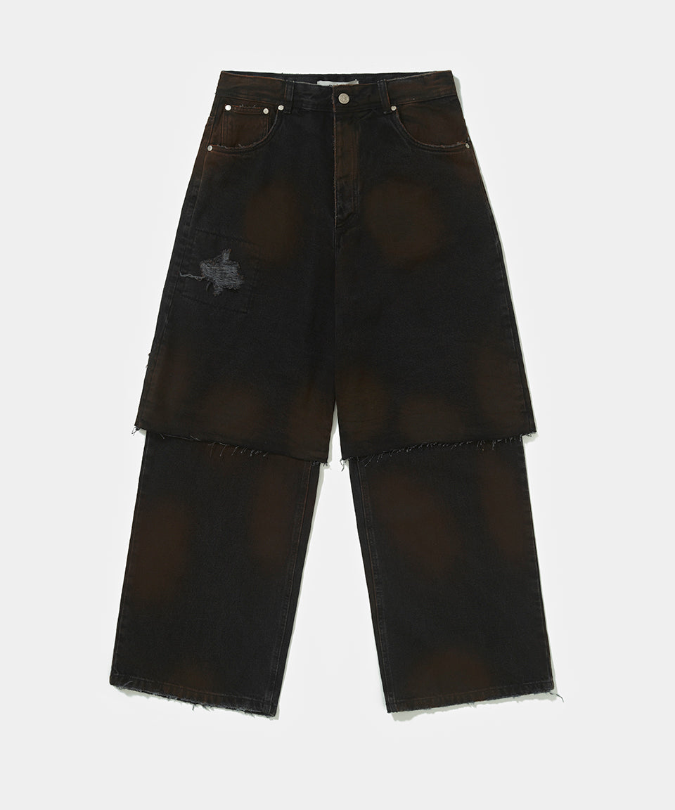 Layered Black Denim Trousers - Black Denim