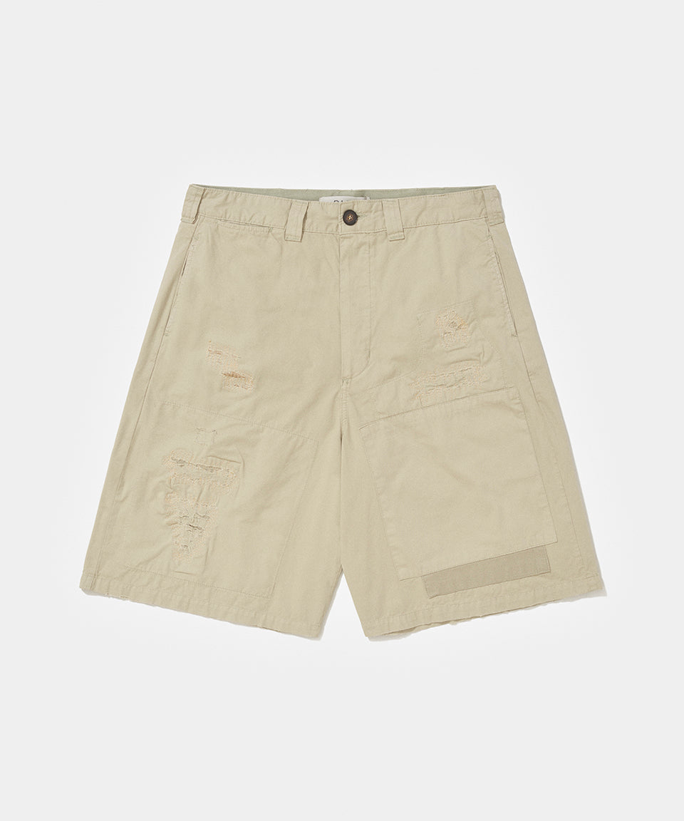Chino Distressed Shorts - Khaki
