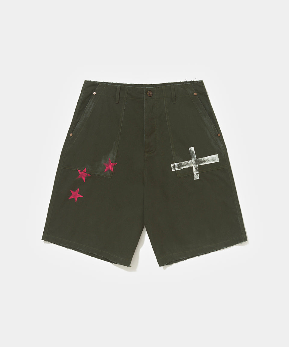 Chino Cross Wide Leg Shorts - Green