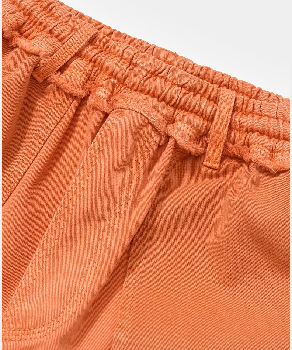Straight Leg Patchwork Trousers - Orange