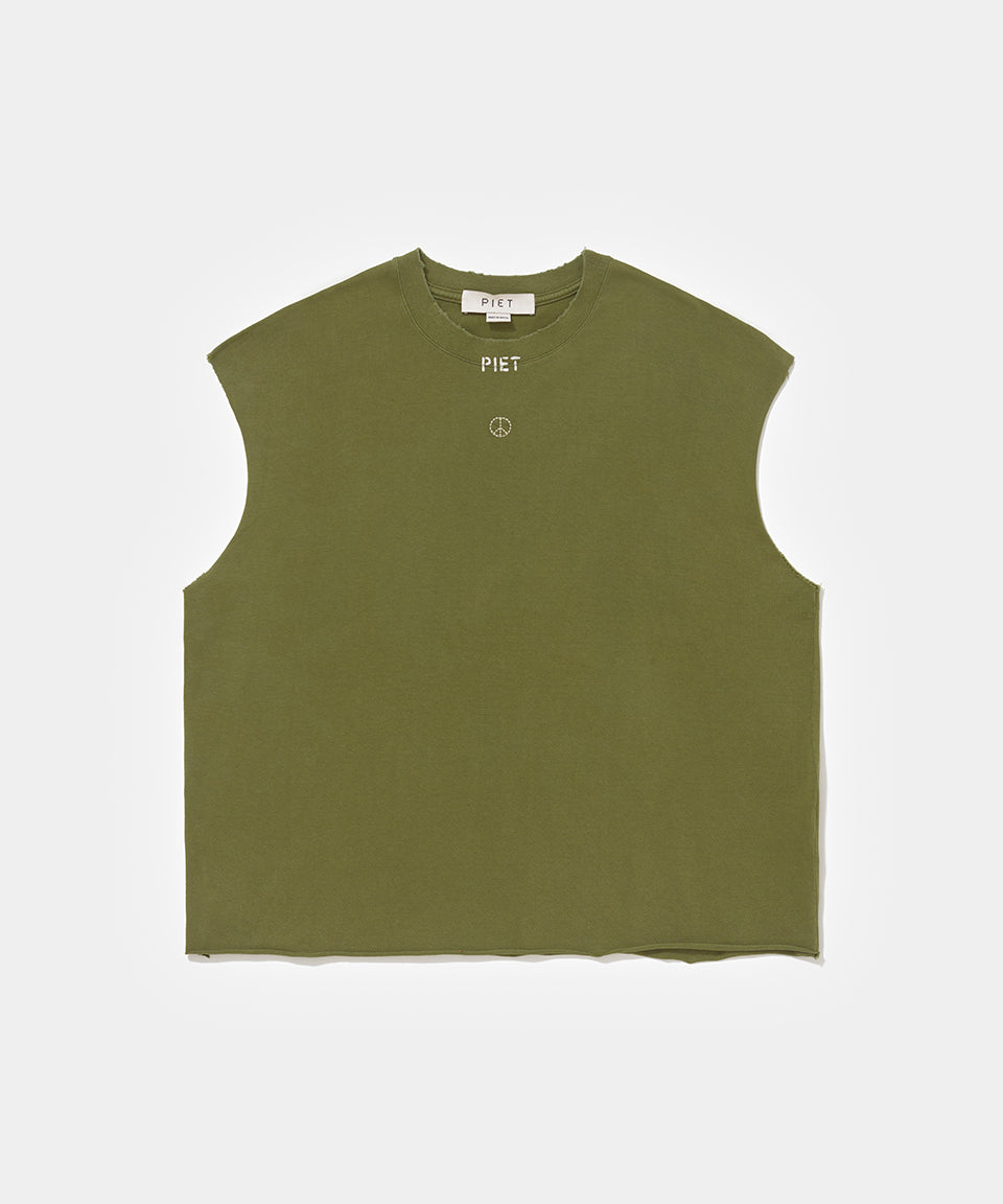 PIET Peace Sleeveless Tee - Olive
