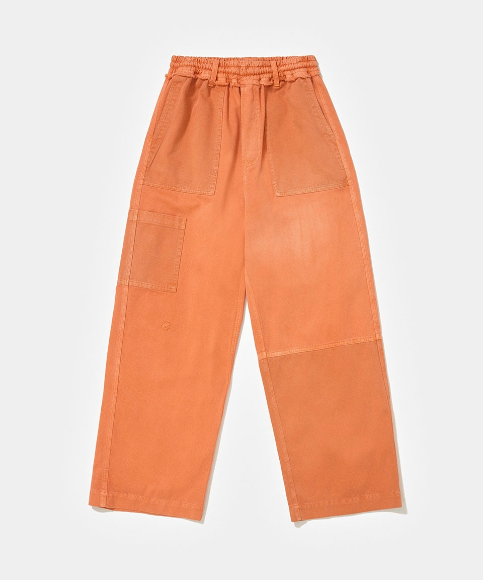 Straight Leg Patchwork Trousers - Orange