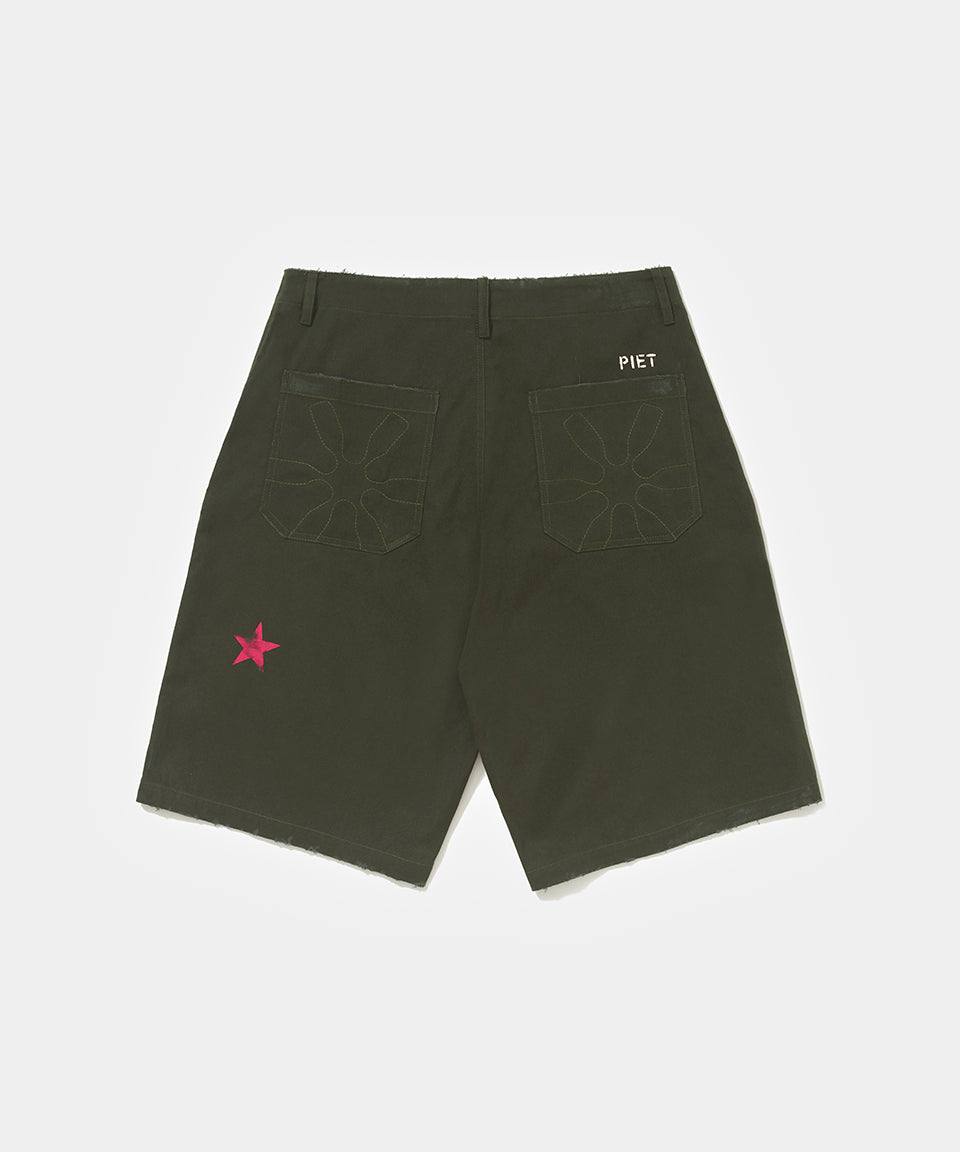Chino Cross Wide Leg Shorts - Green