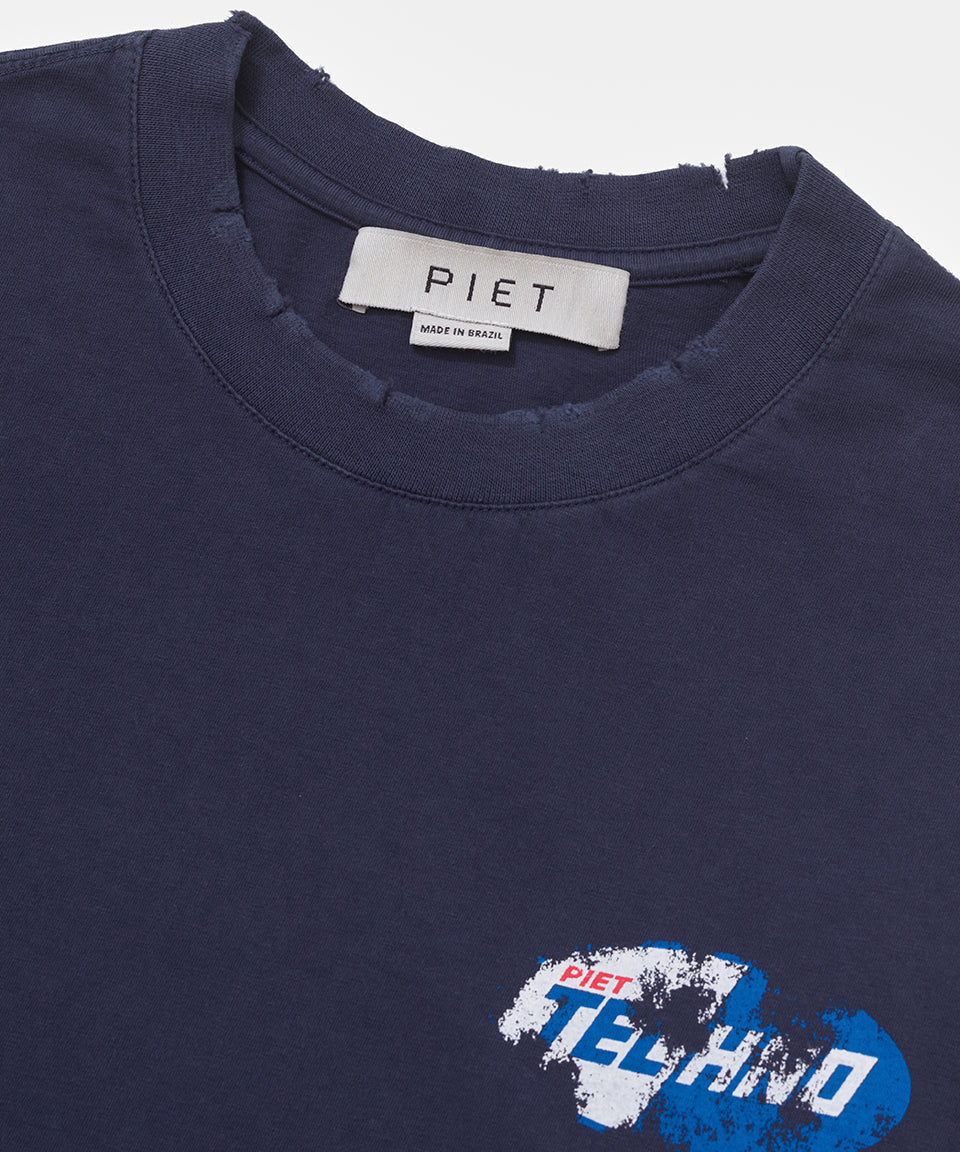 Piet F.C. Knitted Sleeve T-shirt - Navy/Orange