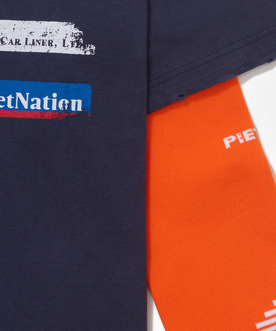 Piet F.C. Knitted Sleeve T-shirt - Navy/Orange