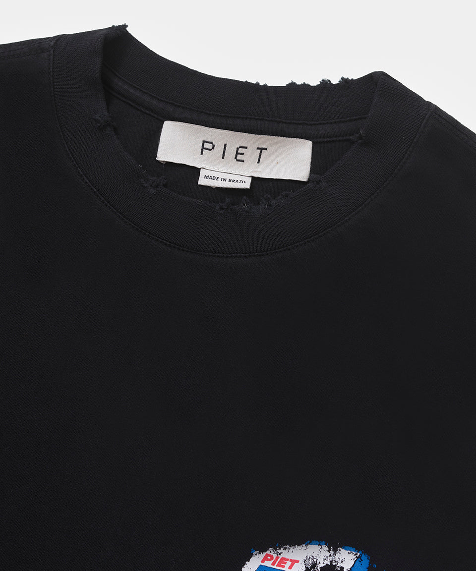 Piet F.C. Knitted Sleeve T-shirt - Vintage Black/Blue