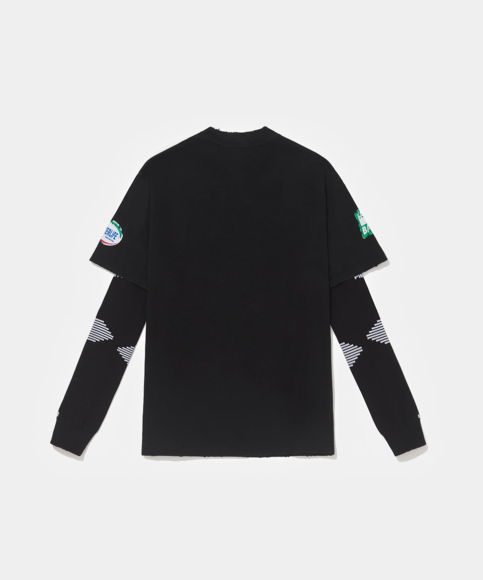Piet F.C. Knitted Sleeve T-shirt - Vintage Black/Black