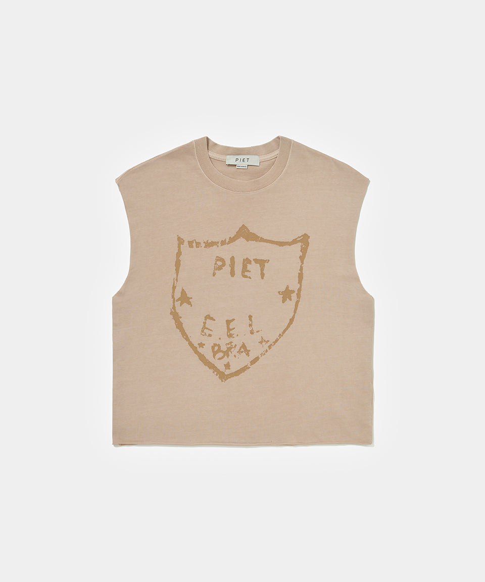 Emblem Raw Edge Oversized Tank Top