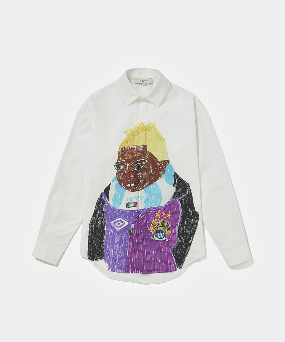 Printed Long Sleeve Shirt - Bone White