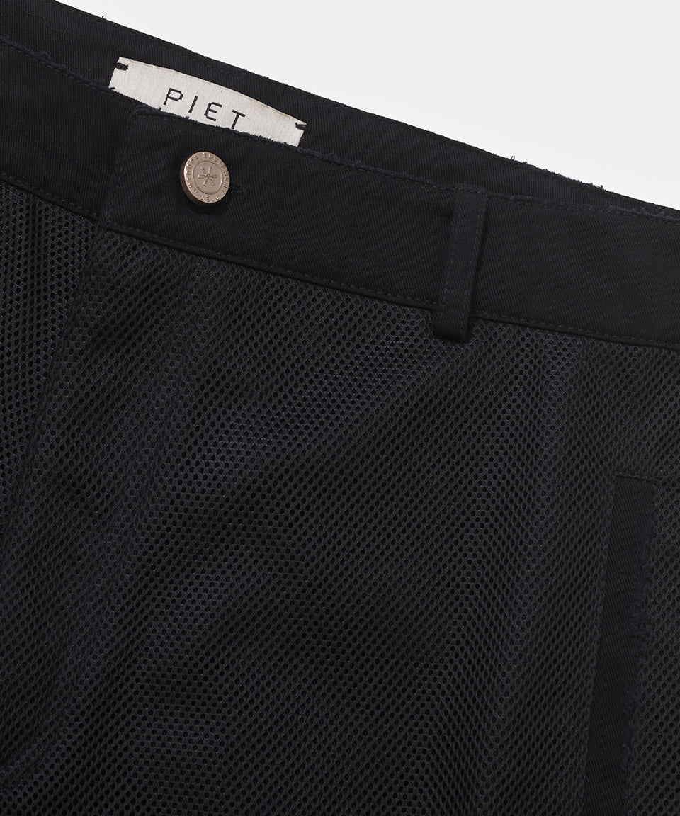 Mesh Cargo Shorts - Black