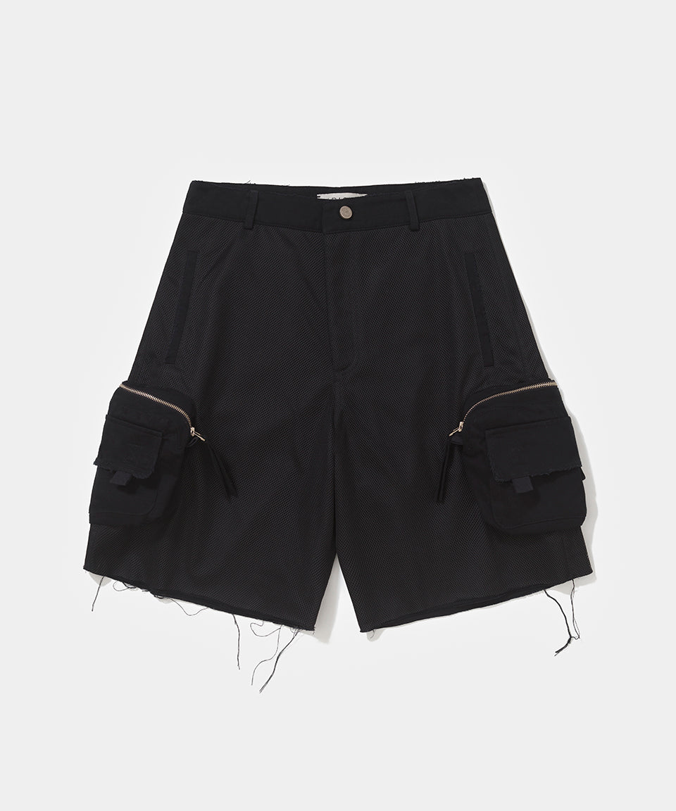 Mesh Cargo Shorts - Black