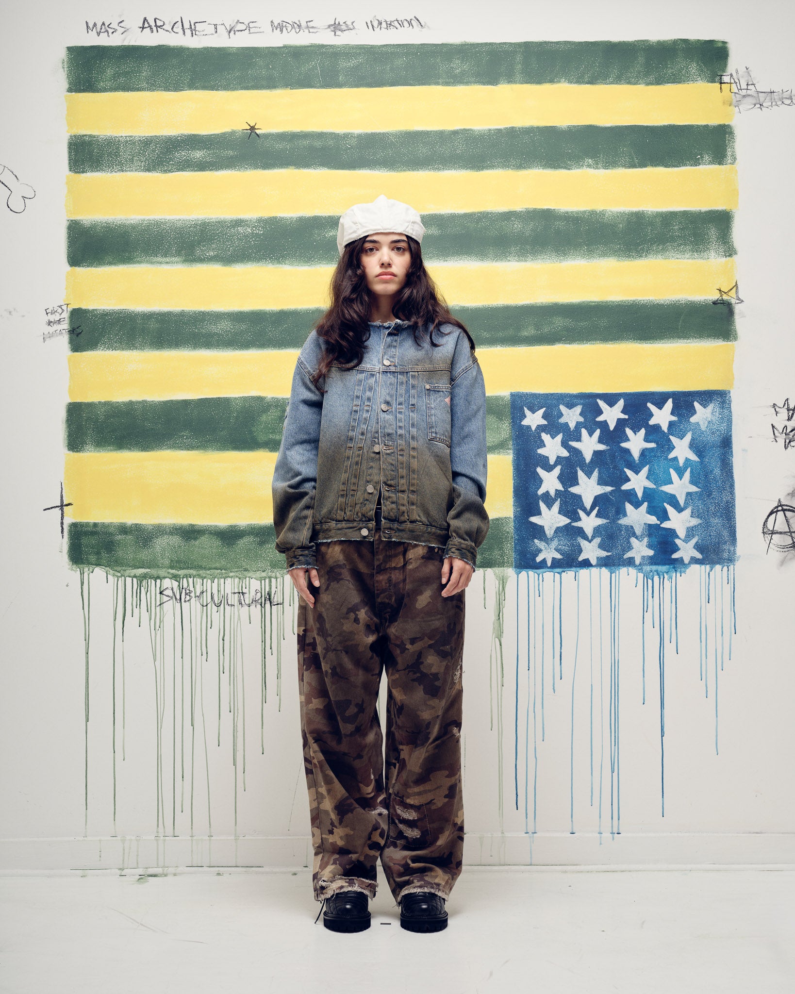 Dirt Stained Denim Jacket Blue
