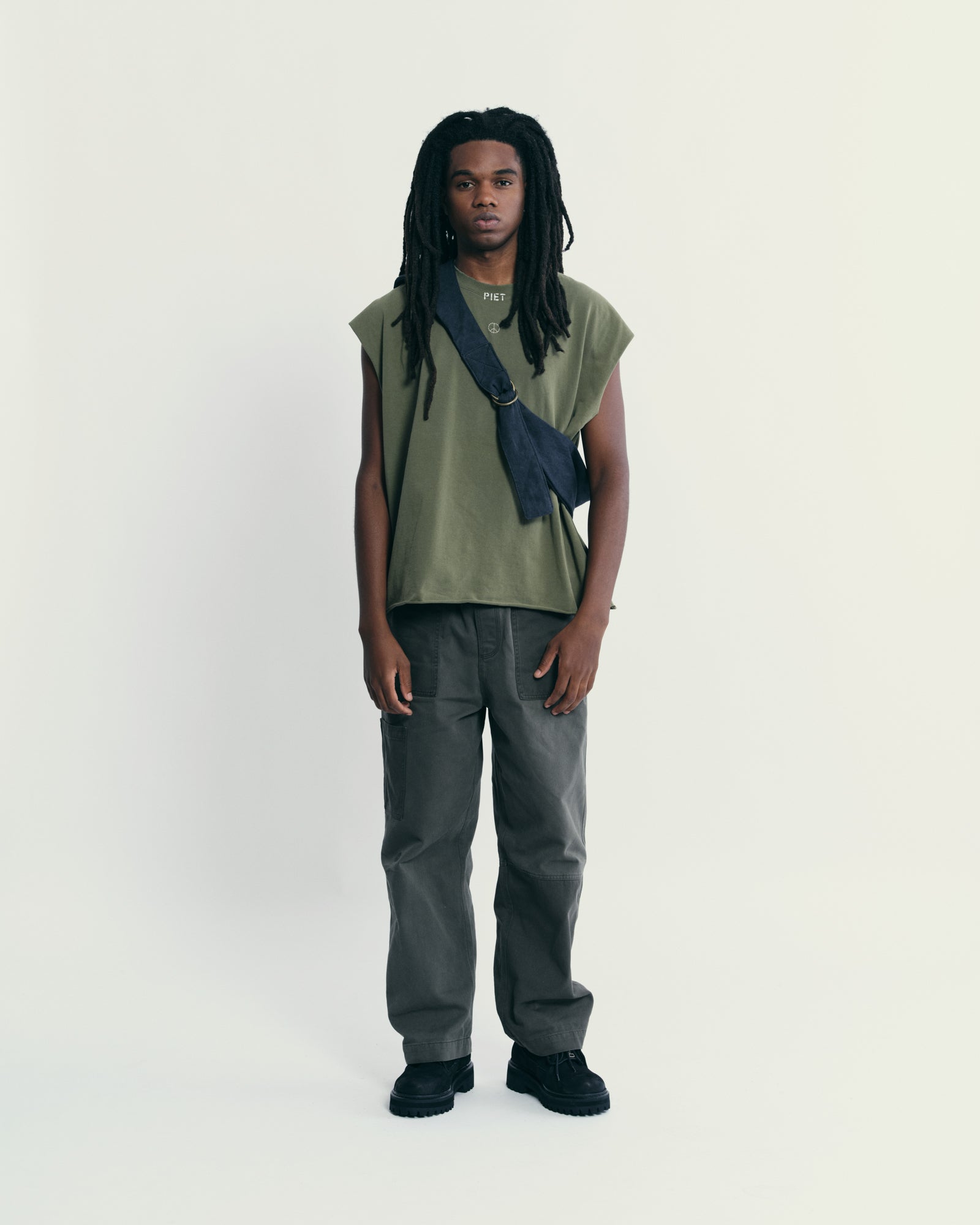 PIET Peace Sleeveless Tee - Olive