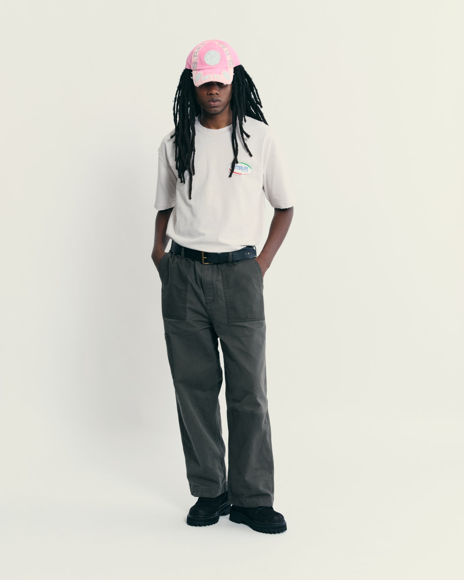 PIET Straight Leg Patchwork Trousers - Vintage Black