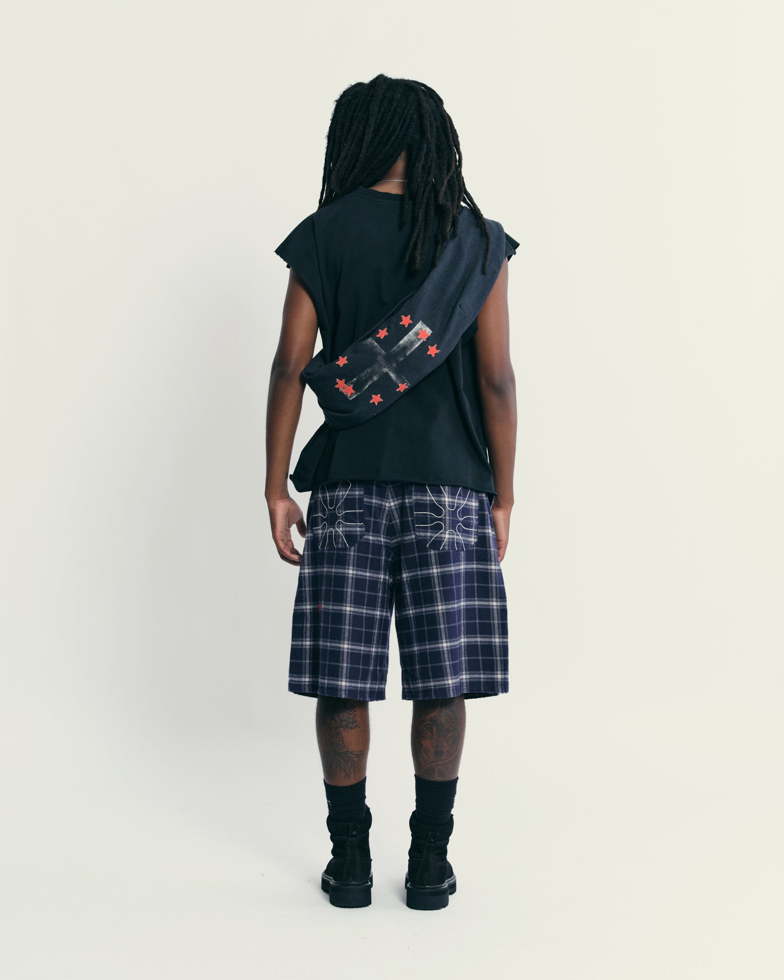 PIET Plaid Cross Wide Leg Shorts