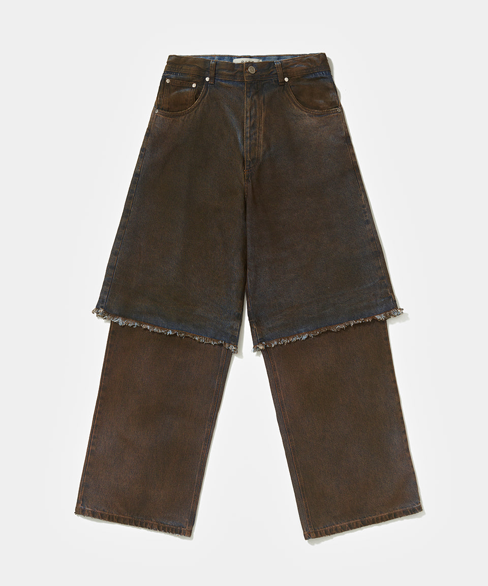 Overlayed Denim Trousers Blue