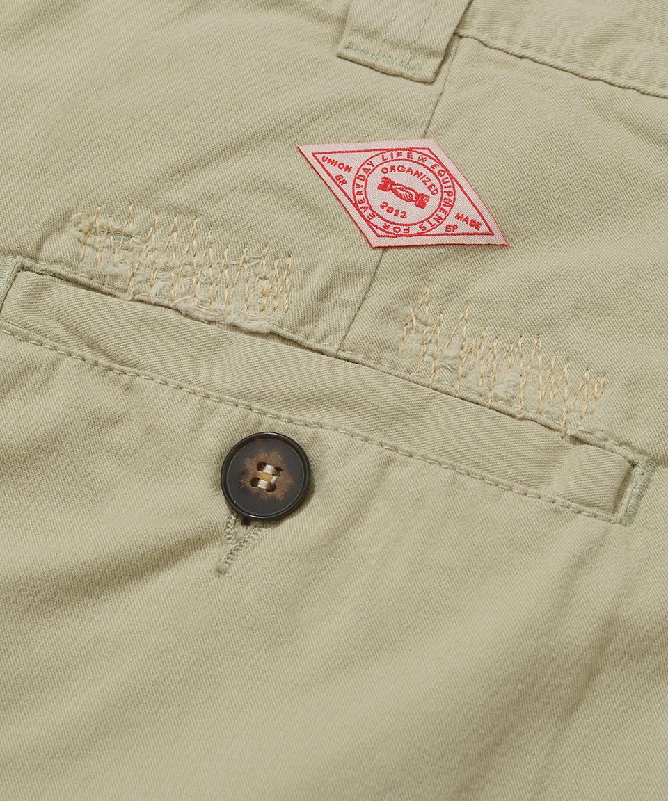 Chino Distressed Shorts - Khaki