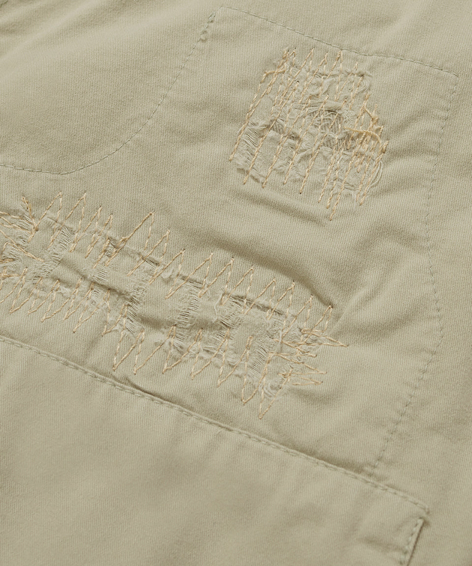 Chino Distressed Shorts - Khaki