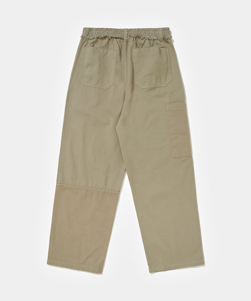 Straight Leg Patchwork Trousers - Olive