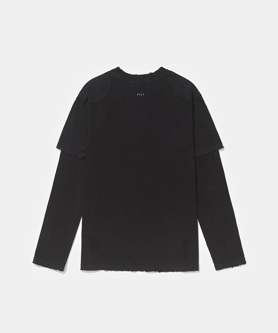 Double Long Sleeve T-shirt - Black