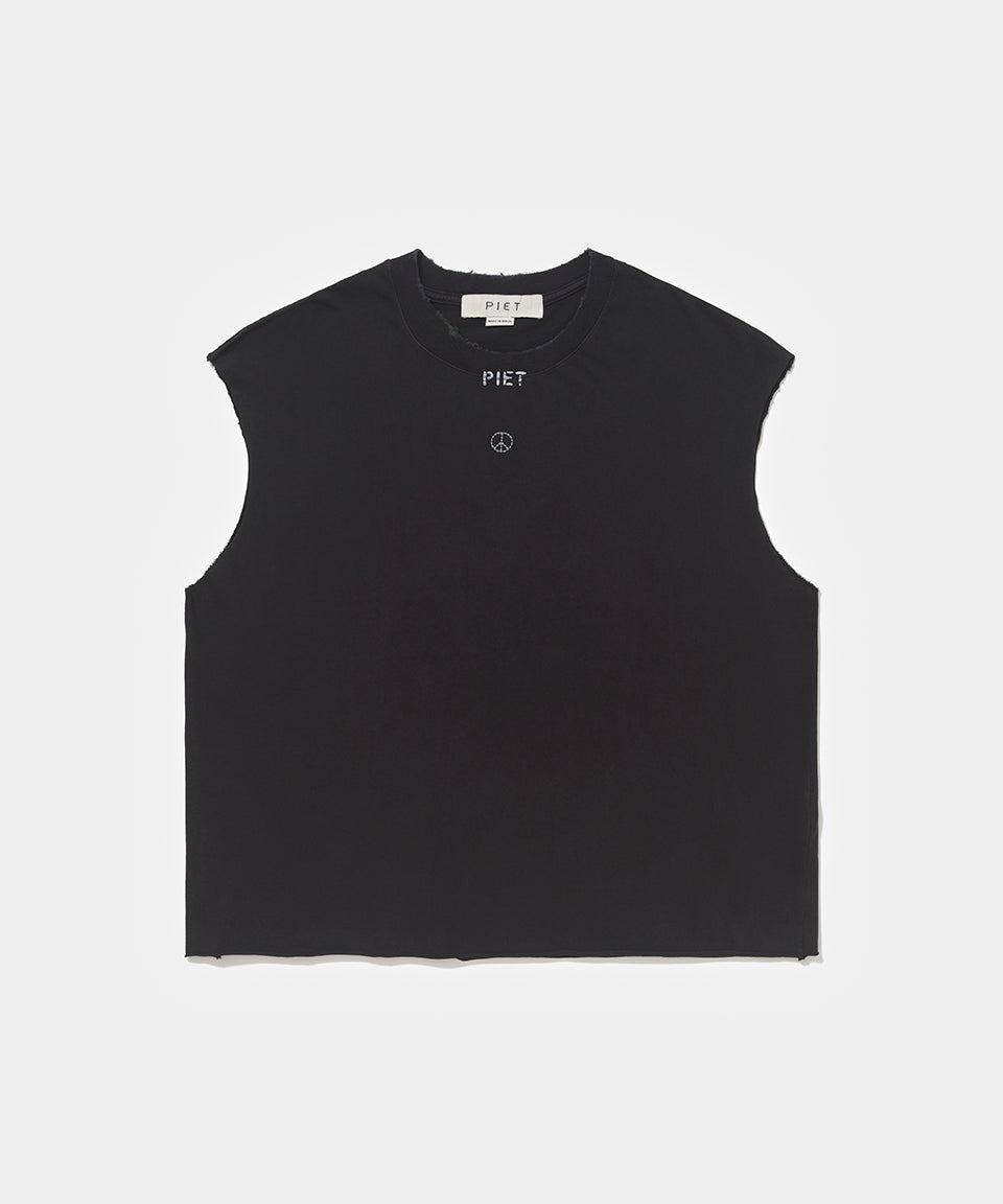 PIET Peace Sleeveless Tee - Vintage Black