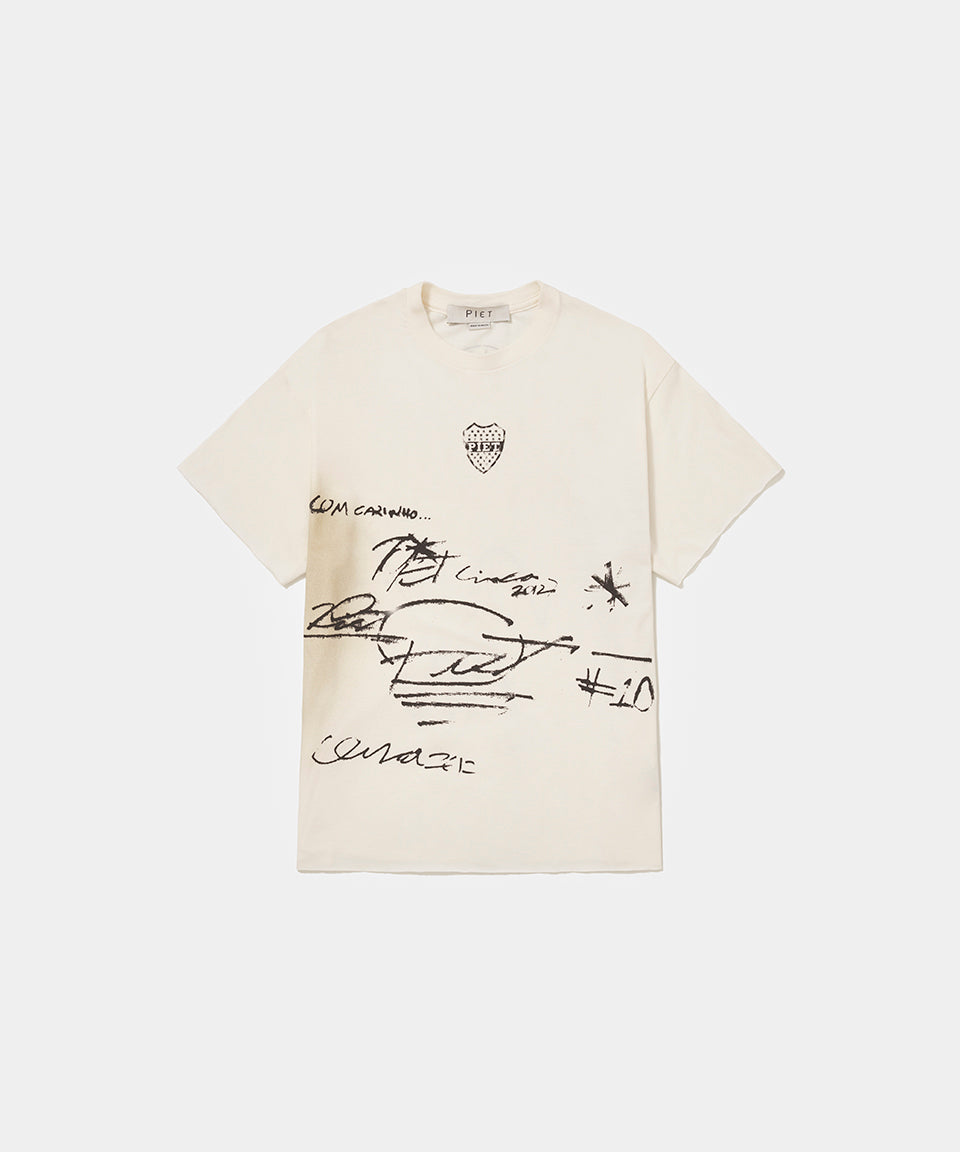 Autographed Raw Edge T-shirt - Bone White