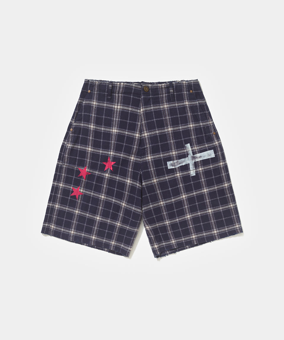 PIET Plaid Cross Wide Leg Shorts
