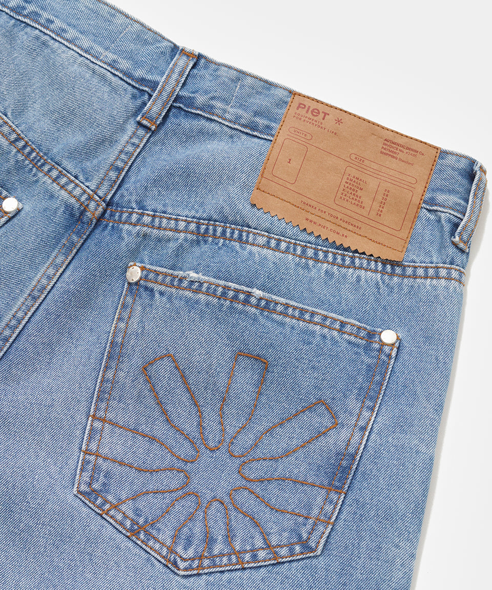 Oversized Washed Denim Shorts