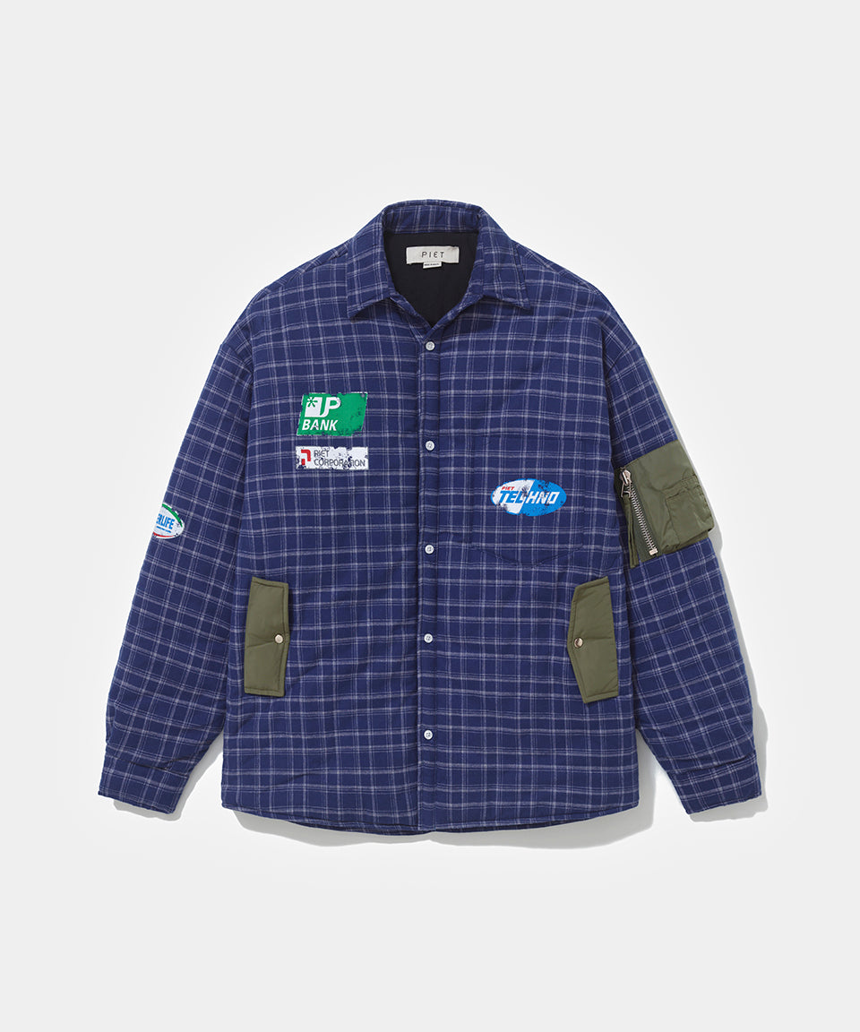 Padded Flannel Jacket - Navy