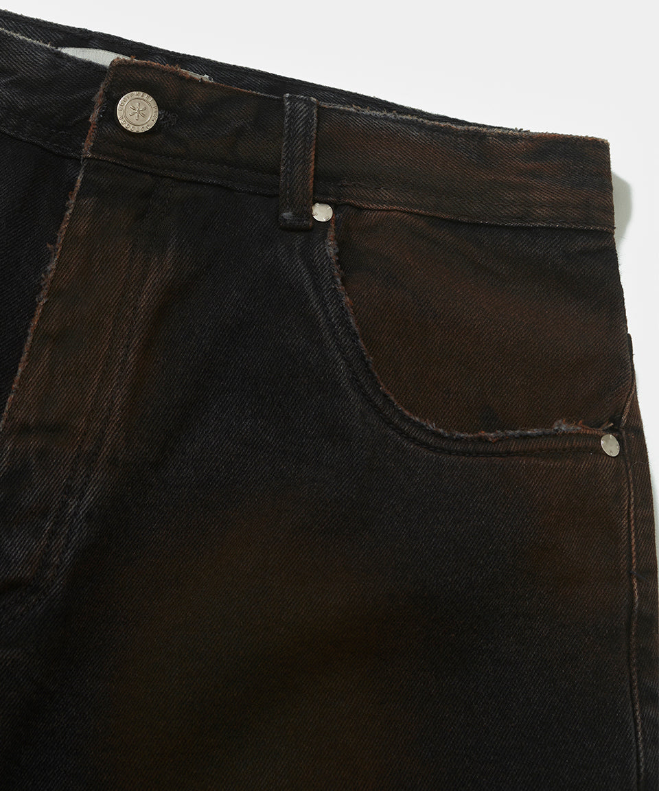 Layered Black Denim Trousers - Black Denim