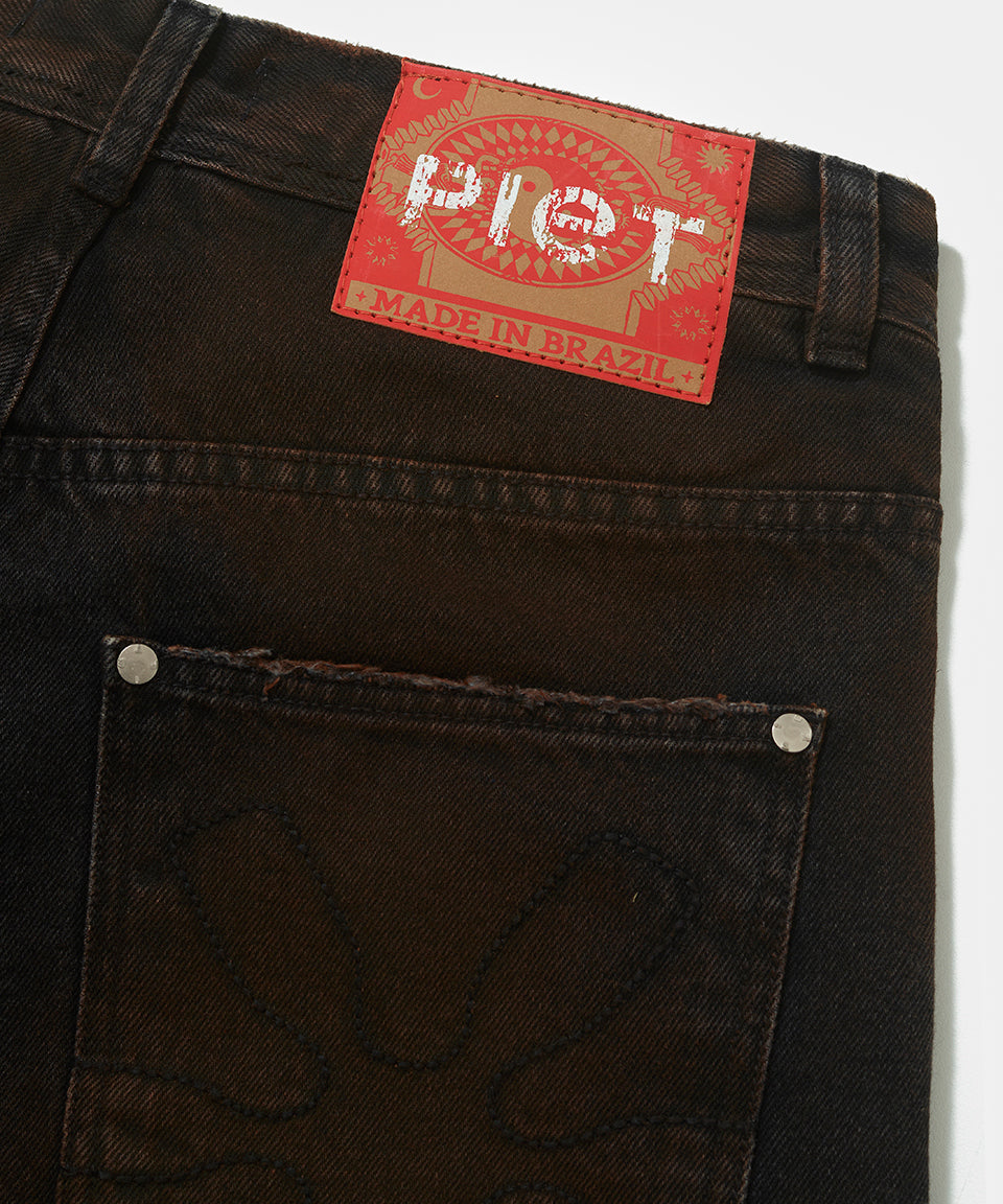 Layered Black Denim Trousers - Black Denim