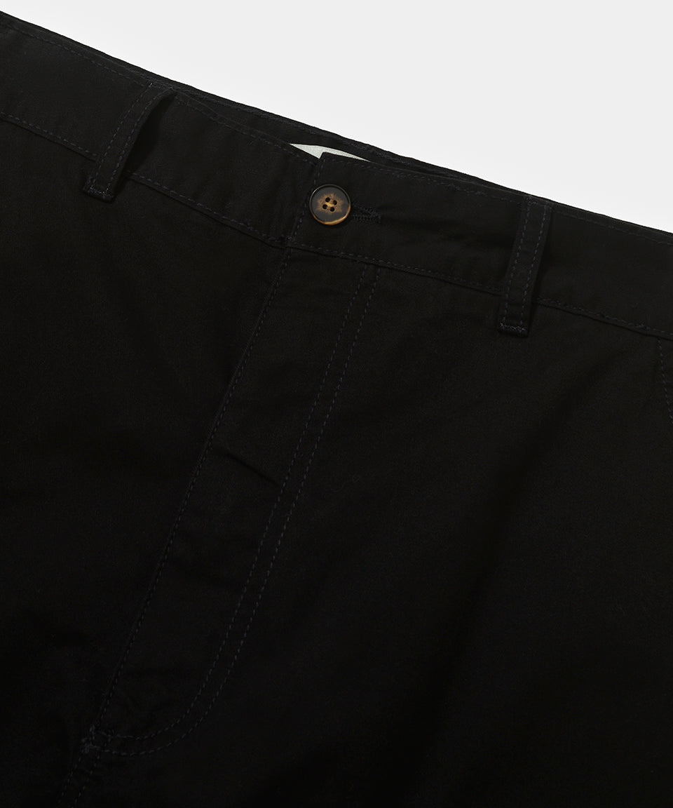 Lined Chino Wide Leg Trousers - Black