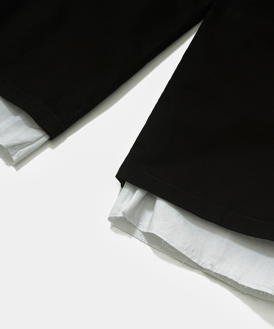 Lined Chino Wide Leg Trousers - Black