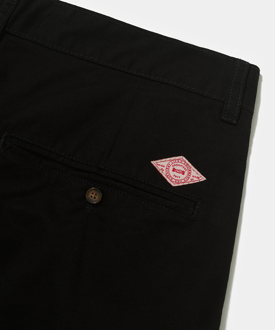 Lined Chino Wide Leg Trousers - Black