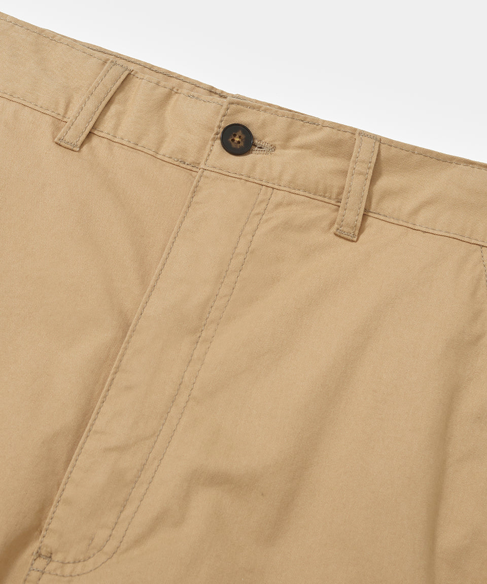Lined Chino Wide Leg Trousers - Khaki