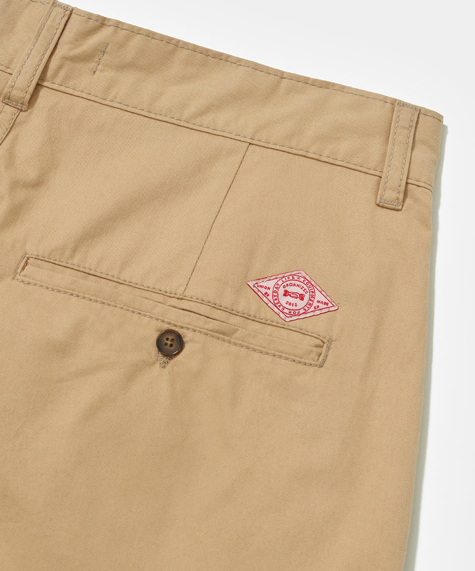 Lined Chino Wide Leg Trousers - Khaki
