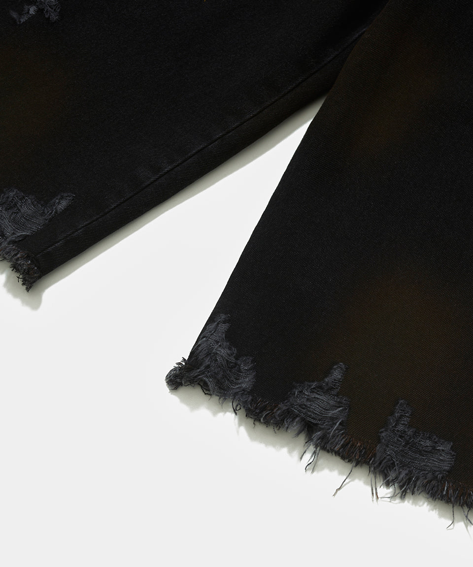 Black Denim Capri Trousers - Black Denim