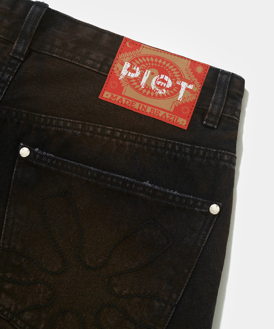 Black Denim Capri Trousers - Black Denim