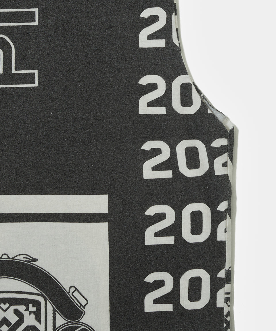 Scarves Raw Edge Oversized Tank Top - Black and White