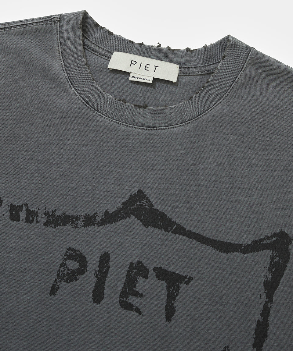Emblem Raw Edge Oversized Tank Top - Vintage Black