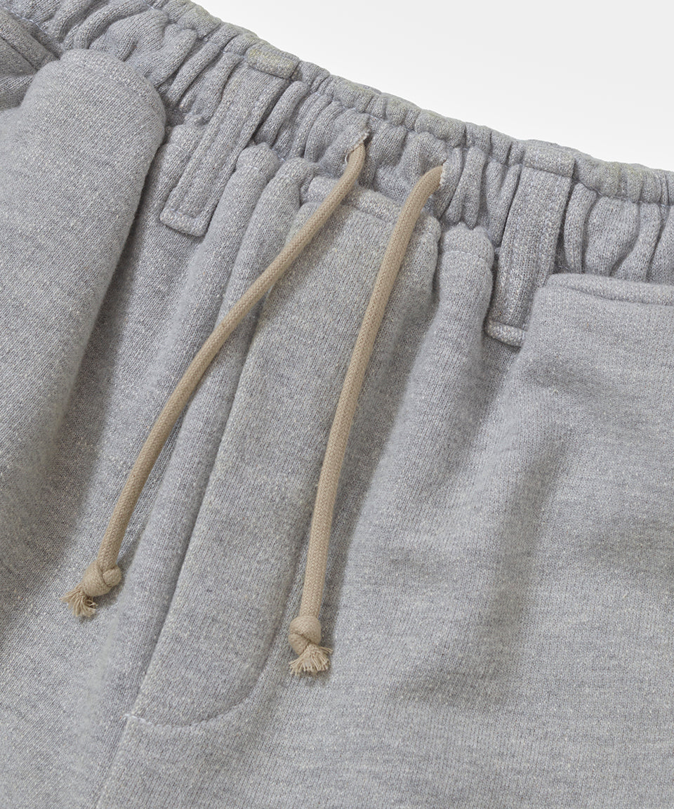 Layered Wide Leg French Terry Trousers - Grey Melange