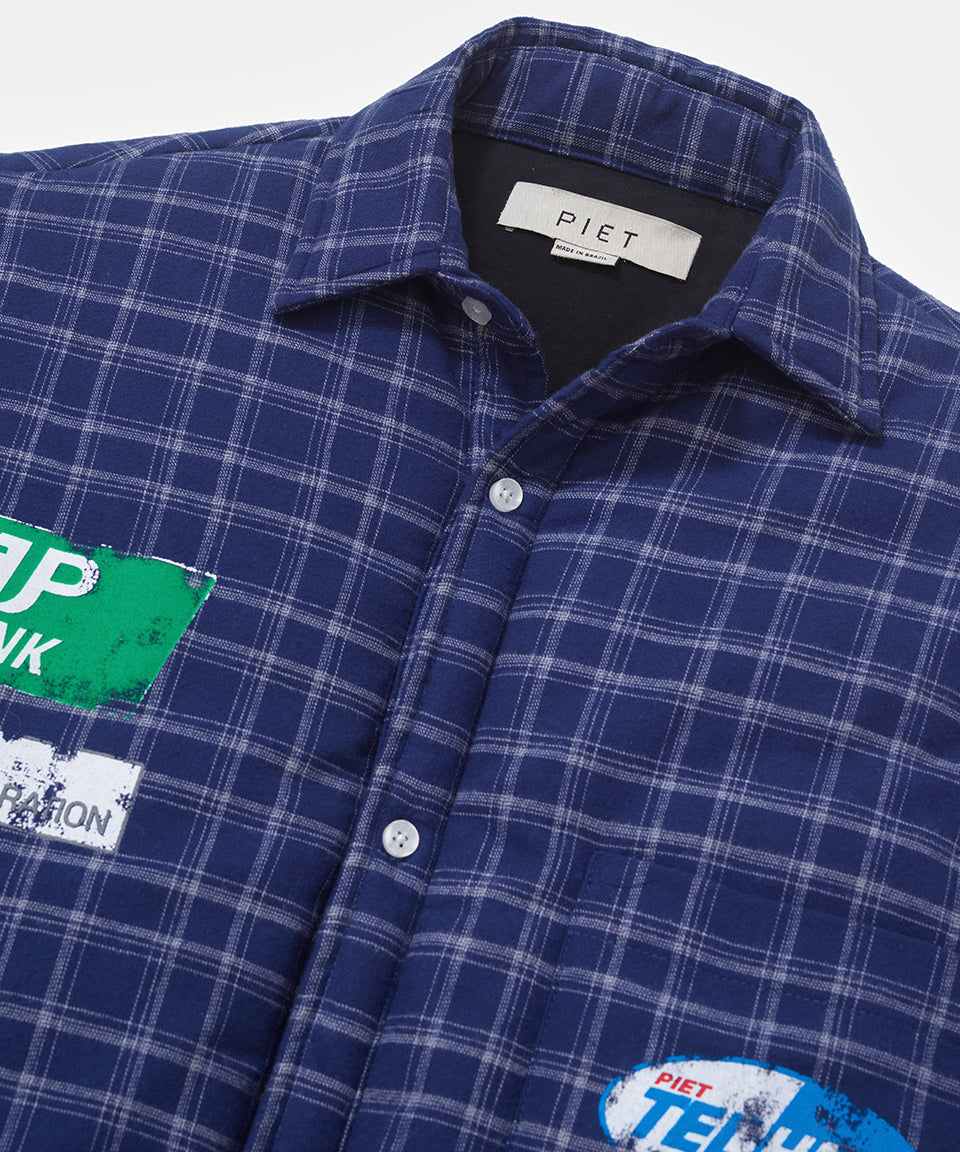 Padded Flannel Jacket - Navy