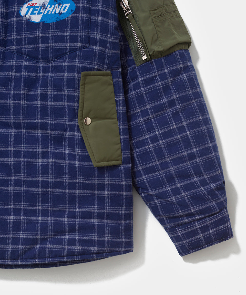 Padded Flannel Jacket - Navy